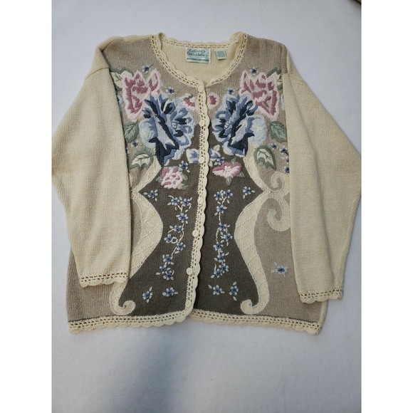 Colleens Collectables Pastel Cardigan Womens Sweater Large Embroidered - Picture 1 of 10
